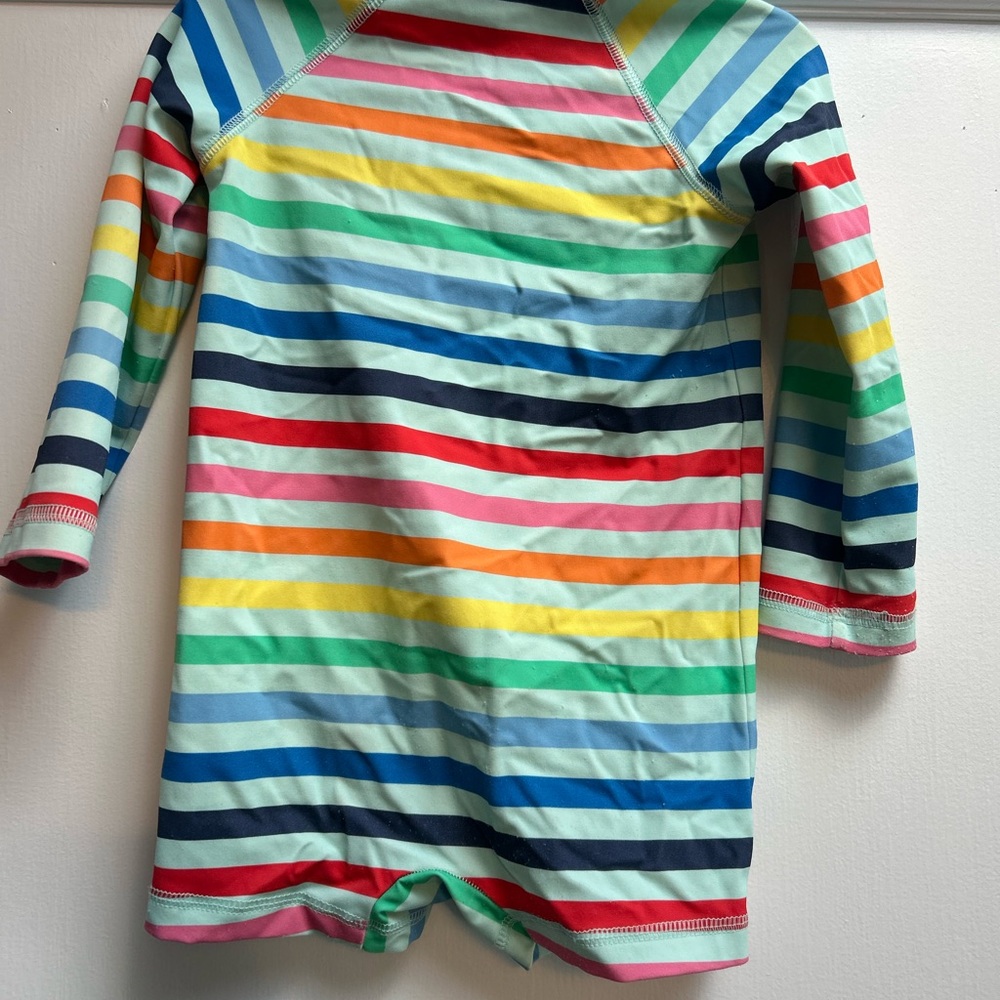 Primary Rainbow Striped Kids Rashguard Swimsuit - Size 12-18 months - Picture 2 of 5